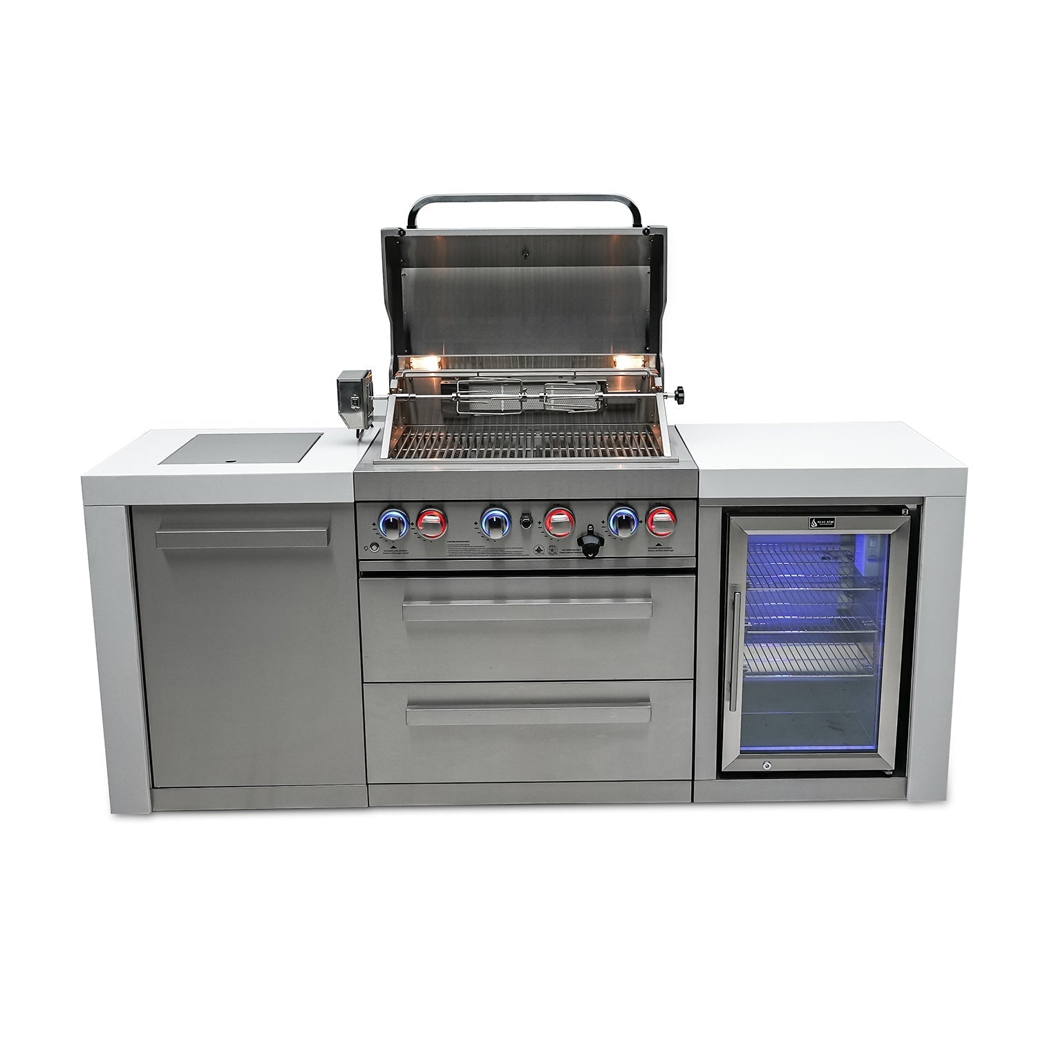 Mont Alpi 400 Deluxe BBQ Grill Island with Fridge Cabinet - MAi400-DFC