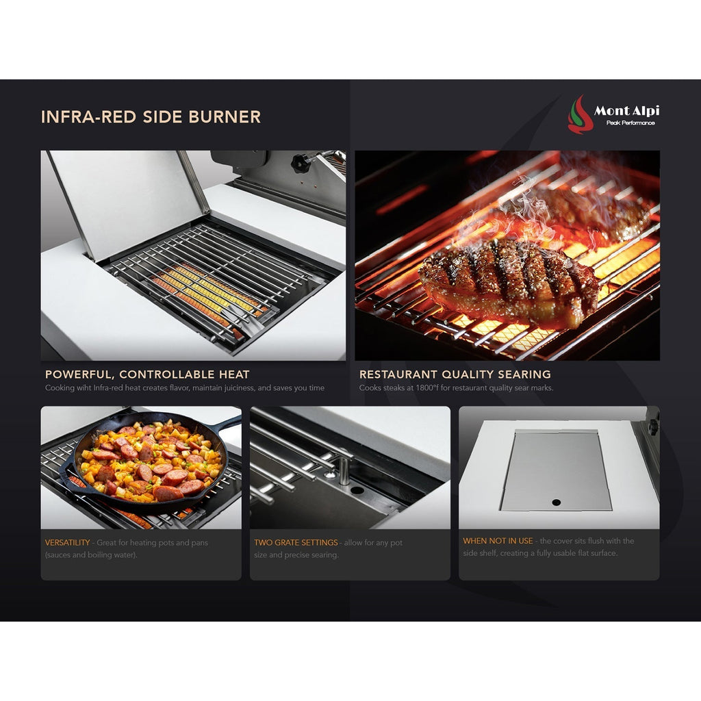 Mont Alpi 805 Deluxe BBQ Grill Island with L-Shape & Beverage Center - MAi805-D90BEV